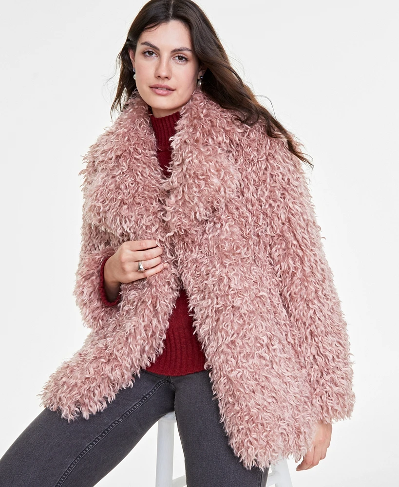 On 34th Women's Solid Faux-Fur Notch-Collar Jacket, Created for Macy's