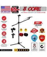 5 Core Tripod Mic Stand Floor 12Pcs Adjustable 31 to 76 Inches Boom Arm Holder Microphone Stands 360 Degree Rotating + Dual Mic Ms Dbl 12PCS