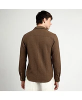 Campus Sutra Men's Chocolate Brown Cube-Textured Shirt