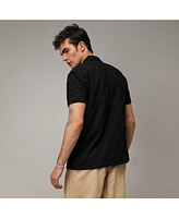 Campus Sutra Men's Onyx Black Crumble Textured Shirt