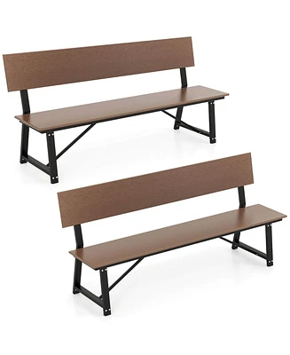 Costway 2 Pcs 4-Person Bench with All-Weather Hdpe Seat & Back Heavy-Duty Metal Support