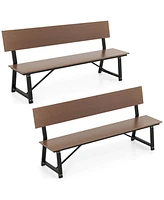 Costway Pcs 4-Person Bench with All-Weather Hdpe Seat & Back Heavy-Duty Metal Support