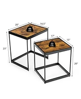 Gymax Coffee Tables Nesting Side Set of 2 for Living Room Modern W/ Sturdy Steel Frame