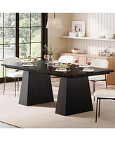Tribesigns 63-Inch Farmhouse Dining Table, Table for 6 People, Wood Rustic Dinner Rectangular Kitchen Room, Kitchen, an