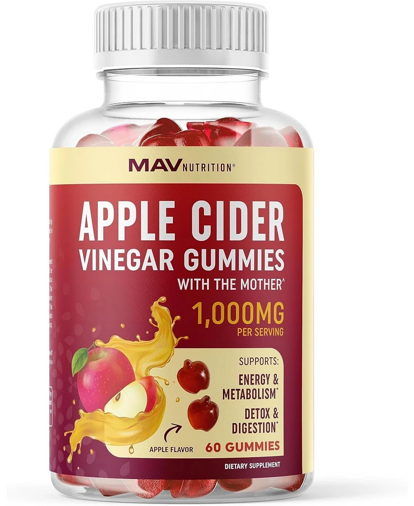 Mav Nutrition Apple Cider Vinegar Gummies with Vitamin B6, B12 & Folic Acid