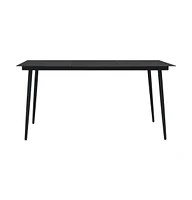 vidaXL Patio Dining Table Black 59.1"x31.5"x29.1" Steel and Glass