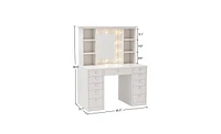 Slickblue Vanity Desk with Led Lighted Mirror for Stylish Makeup and Grooming