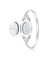 Bling Jewelry Style Keepsake Bangle Bracelet Locket That Holds Picture For Women .925 Sterling Silver Photo Holder