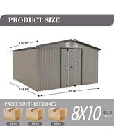 Mondawe Brown Metal Outdoor Storage Shed 10FT x 8FT