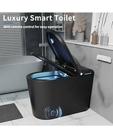Lalahoo Smart Toilet with Bidet Built in, Auto Open & Close, Elongated Heated seat, Foot Sensor Flush, Led Display, Warm Water Wash, Dryer, Night Ligh