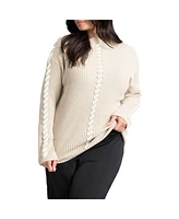 Eloquii Women's Stitch Detail Sweater