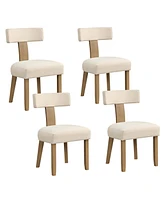 Set of 4 Armless Dining Chairs with Curved Backrests & Padded Seat Cushions