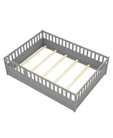 Slickblue Full Size Floor Bed with Integral Construction and Super High Security Barrier