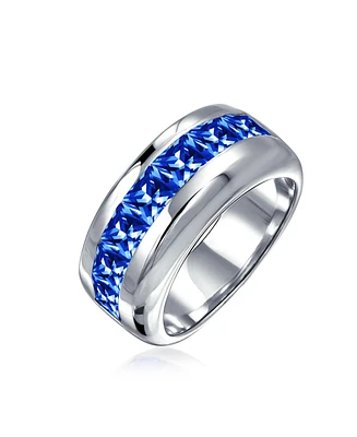 Bling Jewelry Wide Cubic Zirconia Band Ring .925 Sterling Silver