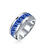 Bling Jewelry Channel Set Cubic Zirconia Cz Invisible Cut Eternity Band Sterling Silver 9MM