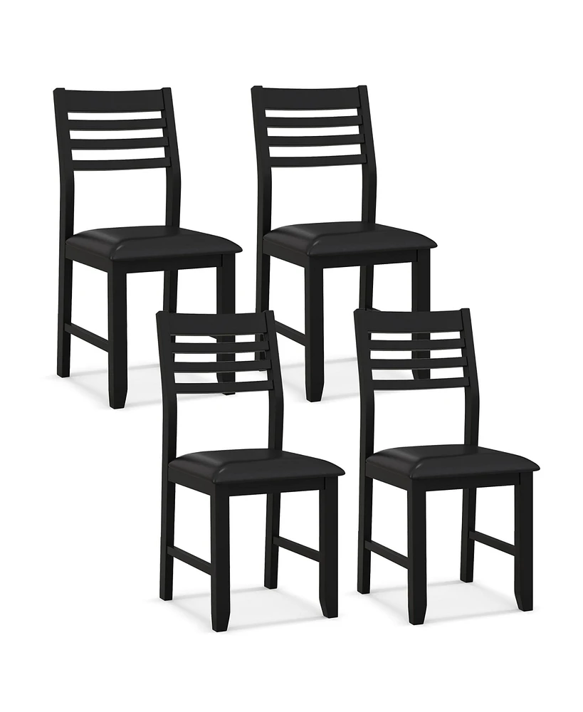 Gymax Wooden Dining Chair Set of Kitchen Side Chairs w/ Rubber Wood Frame Ladder Back