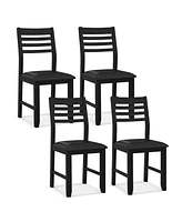 Gymax Wooden Dining Chair Set of Kitchen Side Chairs w/ Rubber Wood Frame Ladder Back