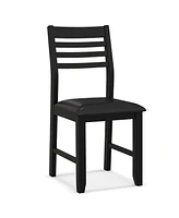 Gymax Wooden Dining Chair Set of Kitchen Side Chairs w/ Rubber Wood Frame Ladder Back