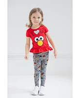 Sesame Street Girls Pullover Peplum T-Shirt and Leggings Outfit Set