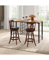 Set of 2 Bar Stools 30'' Swivel Bar Height Chairs with Footrest for Kitchen Pub