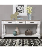 Slickblue 63inch Long Wood Console Table with 3 Drawers and 1 Bottom Shelf for Entryway Hallway Easy Assembly Extra-thick Sofa Table
