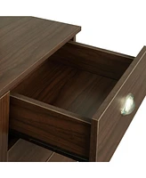 Slickblue Walnut Home Office Computer Desk with Hutch – Functional and Stylish