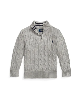 Polo Ralph Lauren Little and Toddler Boys Cable-Knit Cotton Quarter-Zip Sweater