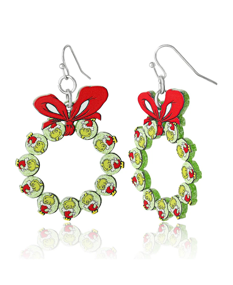 Dr. Seuss Dr Seuss Grinch Christmas Wreath Dangle Earrings