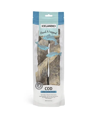 Icelandic+ Cod Skin Hand Wrapped Dog Chew Stick: Long 10" - 2pk