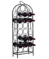 Kings Brand Furniture 23 Bottles Freestanding Floor Metal Wine Rack Stand - Liquor Bottle Holder Stand - Pewter