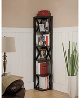 Kings Brand Furniture Corner Unit 5 Tier Bookshelf/Bookcase Display Stand, Espresso