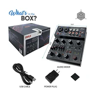 Pyle Compact Bluetooth Dj Mixer Interface with Usb Audio and Phantom Power