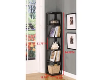 Kings Brand Furniture Hollis 5-Shelf Wood Bookcase Wood Wall Corner 5-Tier Bookshelf Case, Espresso Finish