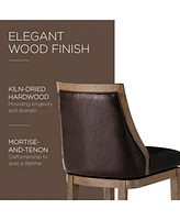 Maven Lane Vienna Counter Stool, Walnut Finish w/ Marksman Saddle Leather