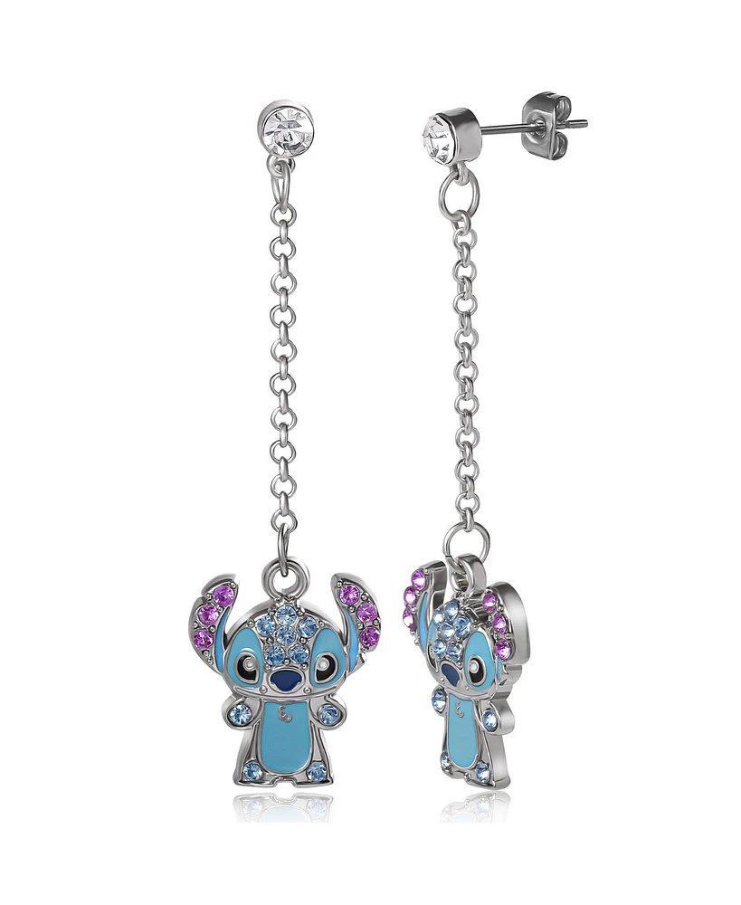 Disney Stitch Earrings Set - 6 Pairs, Silver-Plated with Crystals and Enamel, Drop and Stud Styles