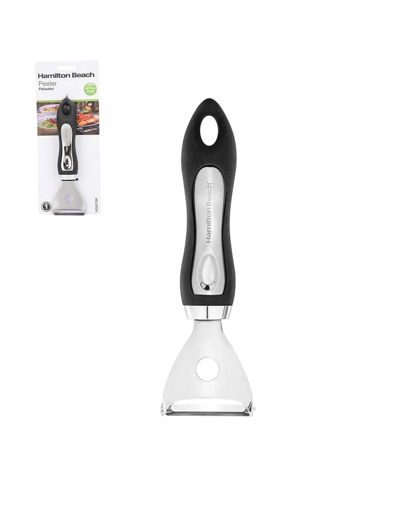 Hamilton Beach Y Shape Peeler Stainless Steel 7.5in Soft Touch Handle, Vegetable Y shape Peeler Ergonomic Non-Slip Handle & Sharp Blade, Apple Peelers