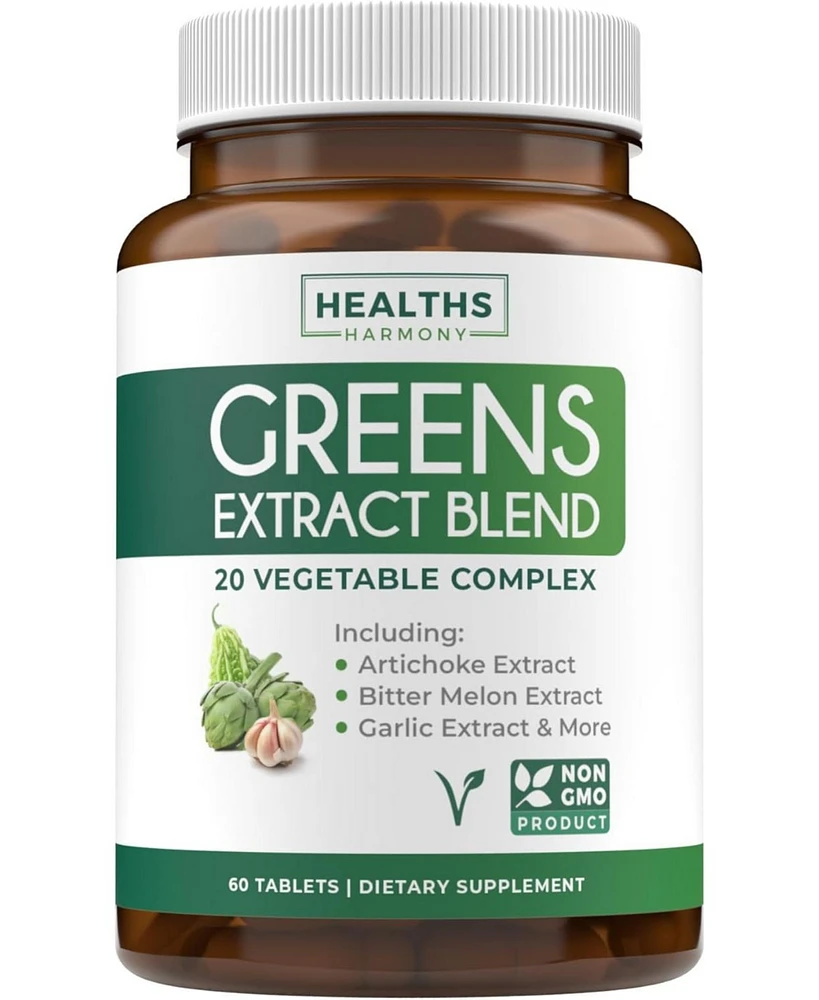 Healths Harmony Greens Extract Blend Capsules, Antioxidant Supplement for Natural Metabolism Boost, Health's Harmony, 60ct