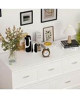 Homsee White Wooden Chest of Drawers with Charging Station and Wheels