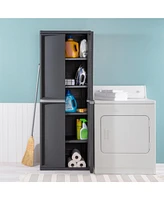 Sterilite Adjustable 4-Shelf Storage Cabinet With Doors, Gray | 01423V01