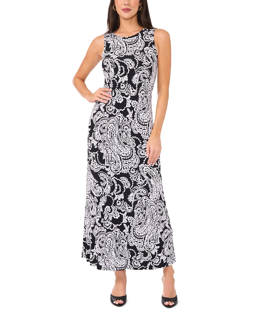 Vince Camuto Women's Printed Keyhole Sleeveless Maxi Dress