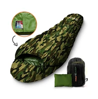 SereneLife Mummy Sleeping Bag With Travel Pillow and Compression Sack (Camouflage)