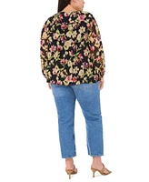 Vince Camuto Plus Floral-Print V-Neck Blouse