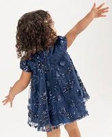 Rare Editions Baby Girl 3D Floral Sequin Social Dress