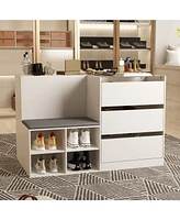 Homsee White 9-Drawers Bedroom Dresser Jewelry Armoire Makeup Island