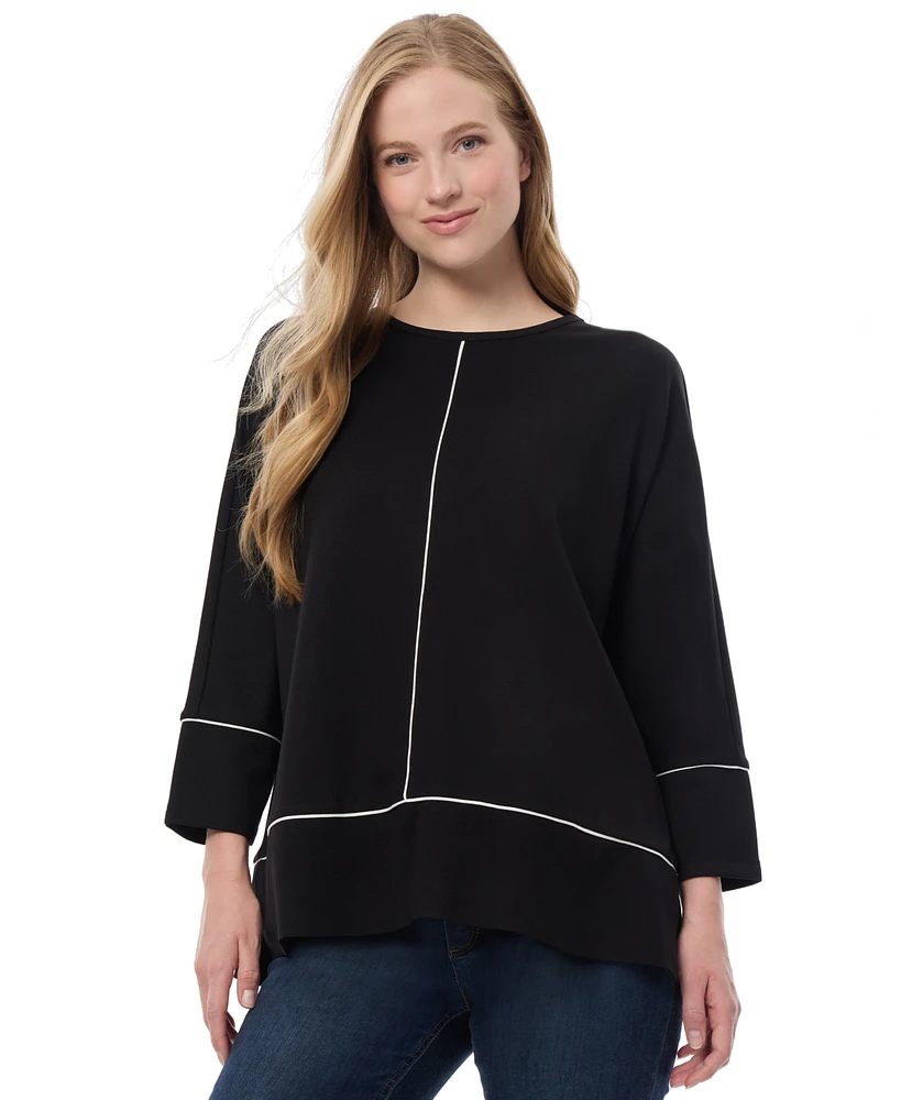 Jones New York Women's Piping Dolman 3/4-Sleeve Top