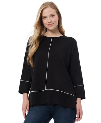 Jones New York Women's Piping Dolman 3/4-Sleeve Top