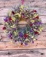 GreenishBlu Long Lasting Misty, Statice, Pods and Gomphrena Real Wreath, 22"