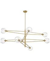 Zennia Soft Gold Chandelier Lighting 53" Wide Modern Glam Sputnik Clear Ribbing Glass Orb Shades 8-Light Fixture for Dining Room House Foyer Kitchen I