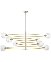 Possini Euro Design Zennia Soft Gold Chandelier Lighting 53" Wide Modern Glam Sputnik Clear Ribbing Glass Orb Shades 8