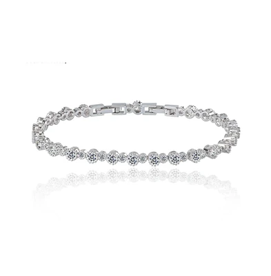 Hollywood Sensation Round Cut Cubic Zirconia Tennis Bracelet for Women with White Diamond Round Cut Cubic Zirconia